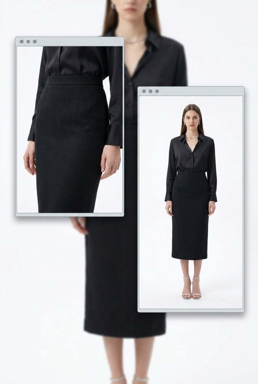 Simon Ellis Classic Black Midi Pencil Skirt #884